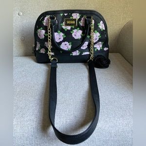 Betsey Johnson large purse with pink roses versatile crossbody/ shoulder bag